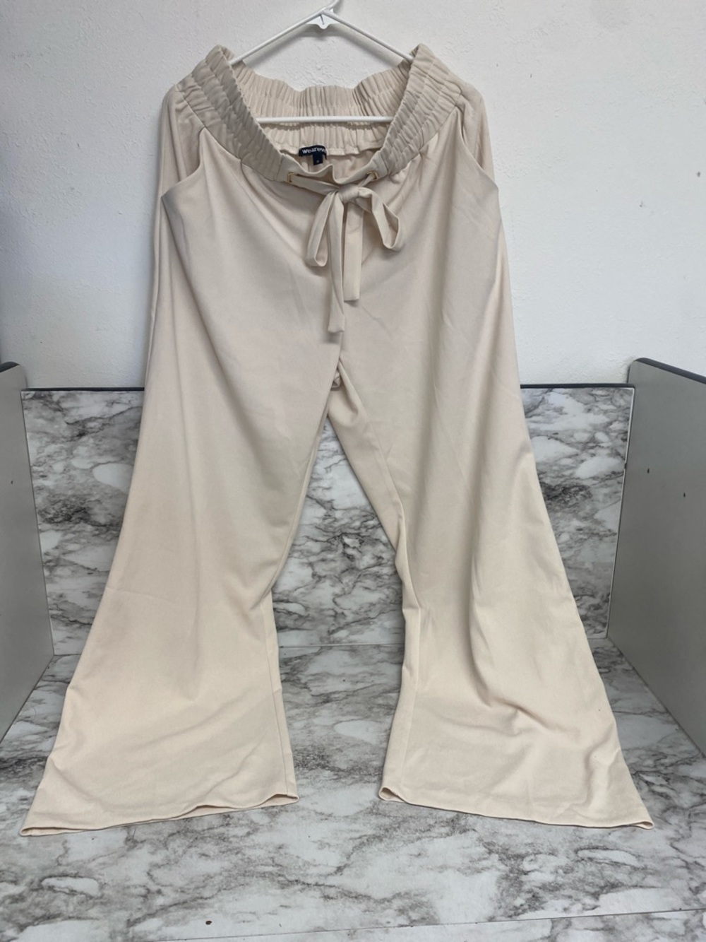 Wearever Relaxed Wide-Leg Pants with Drawstring Waist in Oatmeal